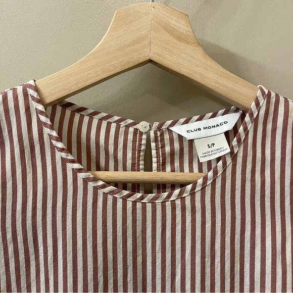 Club Monaco ruffle short-sleeve striped cropped top size small - Picture 3 of 10